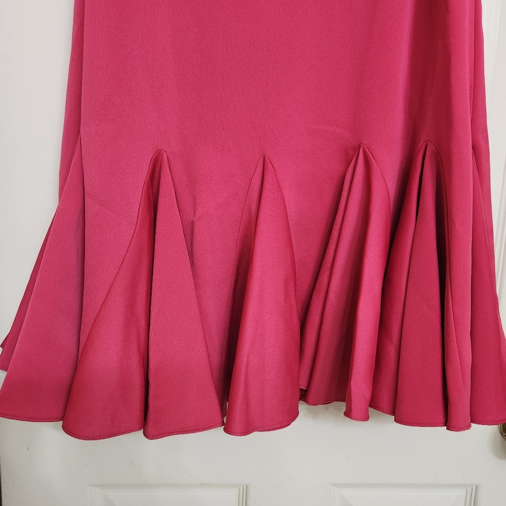 NWT Trina Turk Fiery Pink Ruffle Cocktail Dress - Picture 8 of 10